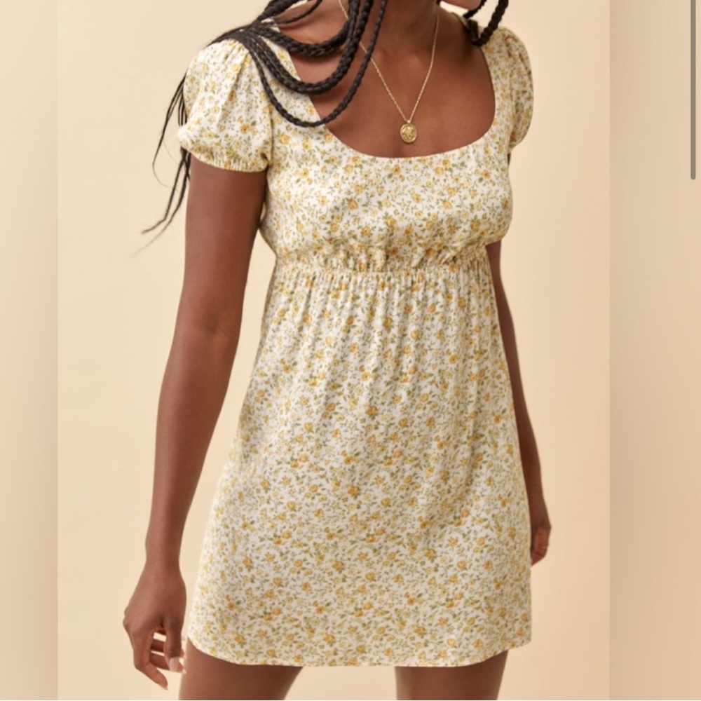 Reformation Yellow Floral Mini Dress
